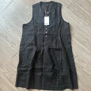 Quince 100% European Linen Black Sleeveless Swing Dress Women’s Medium Pockets